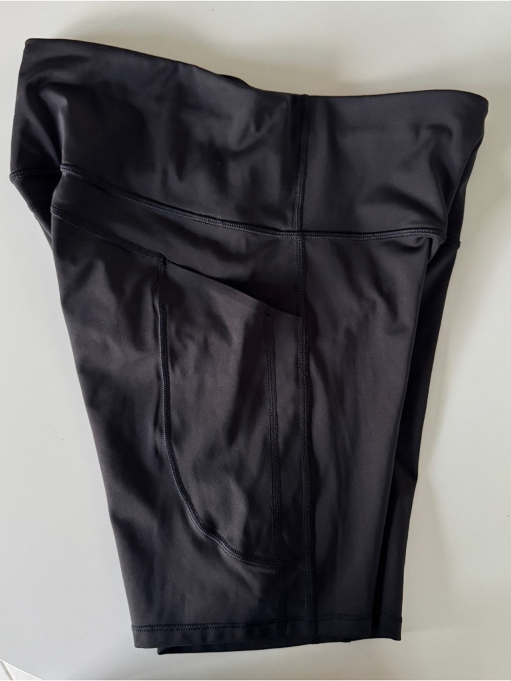 Athleta Ultimate Stash Black High-Rise Bike Shorts with Side Pockets - Picture 4 of 4